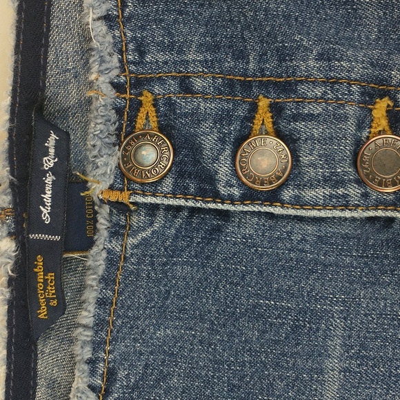Y2K Vintage Abercrombie & Fitch Womens Cut Off Raw Waist Crop Button Fly Jeans 4 - Picture 7 of 13